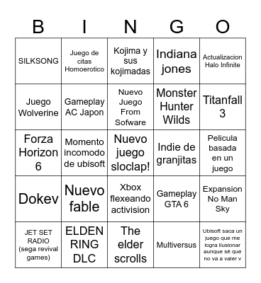 No E3 2024 Bingo Card