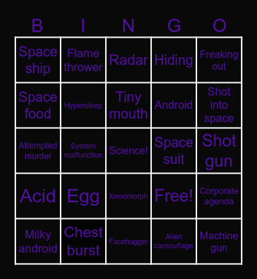 Alien! Bingo Card