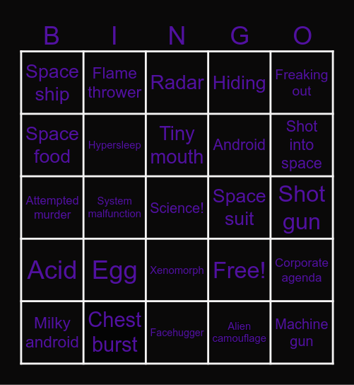 Alien! Bingo Card