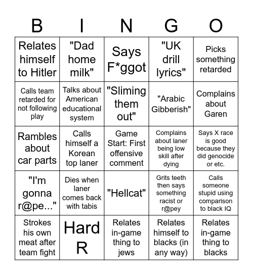 Hughie Bingo Card
