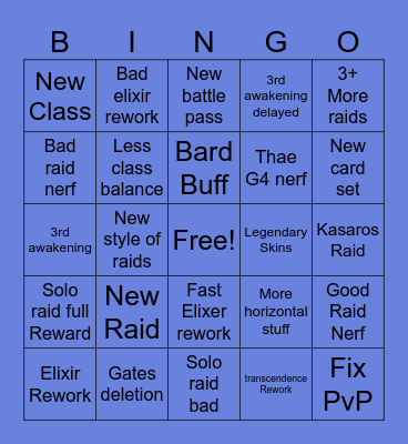 LoA Summer 2024 Bingo Card