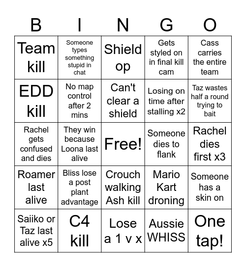 Blingo Finale Bingo Card