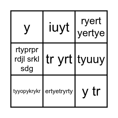 Bing musical Bingo Card