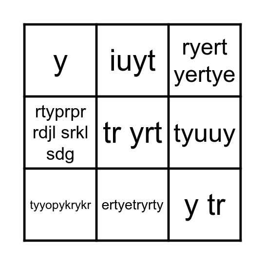 Bing musical Bingo Card