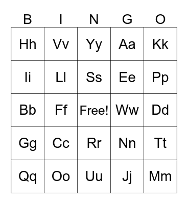 LETTER SOUNDS Bingo Card