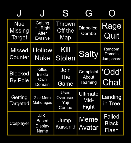 JJS-Based Bingo Card