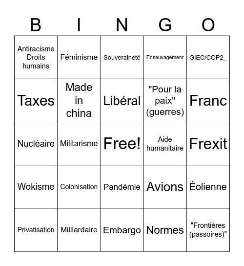 Paul y tique Bingo Card