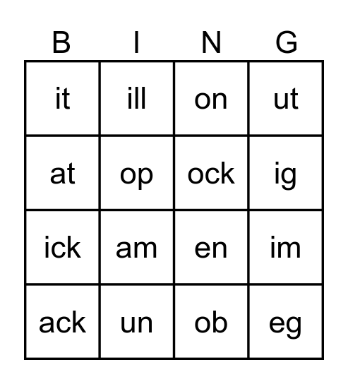 VC Chandler/T Bingo Card