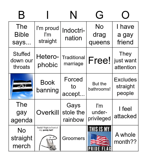 Straight Pride Bingo Card