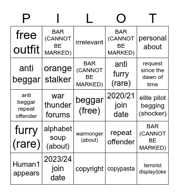 ptsf wall bingo Card