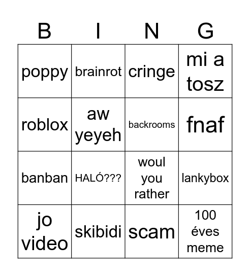 bingo shorts Bingo Card