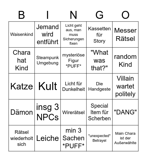 Artifex Sheesh Bingo Card