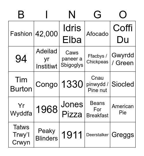 Parti Porthi Dre Bingo Card