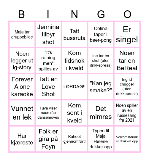 The Valley 2024 Bingo Card