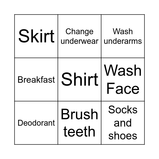 Saturday Bingo Card