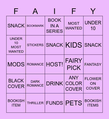 FAIRY SCHMINGO Bingo Card