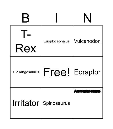 Jurassic Bingo! Bingo Card