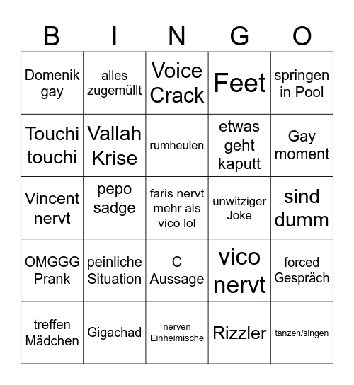 Jungs WG Bingo Card