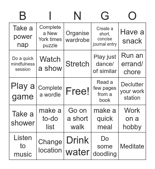 !!Relax!! Bingo Card