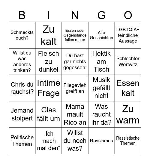 Grillabend Bingo Card