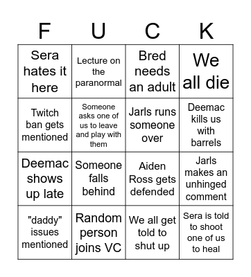 Borderlands Bingo Card