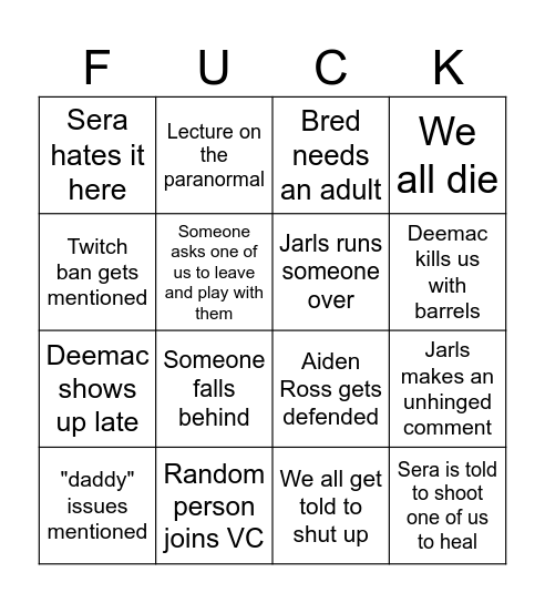 Borderlands Bingo Card