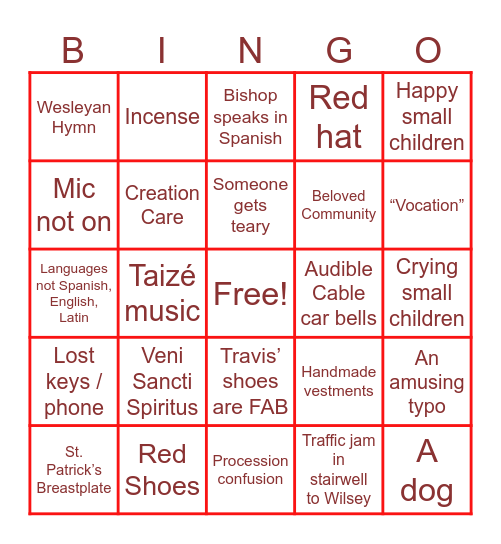 Ordination Bingo! Bingo Card