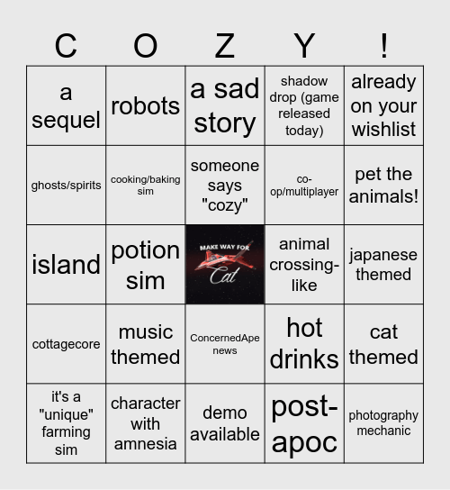 Wholesome Games Direct Bingo Card