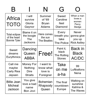 muziek bingo Card