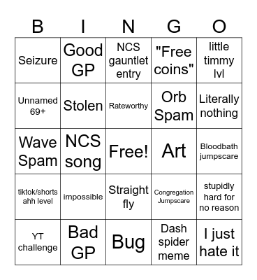 Recent Tab Bingo Card