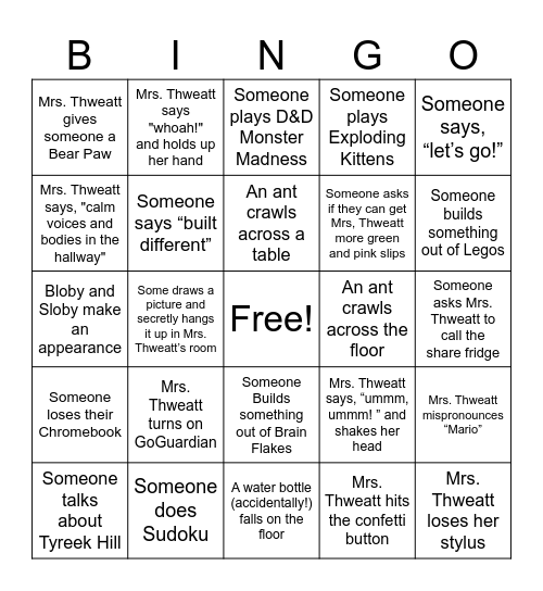 Last Week of School Bingo Card