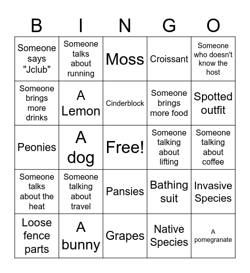 driveway bingo Card