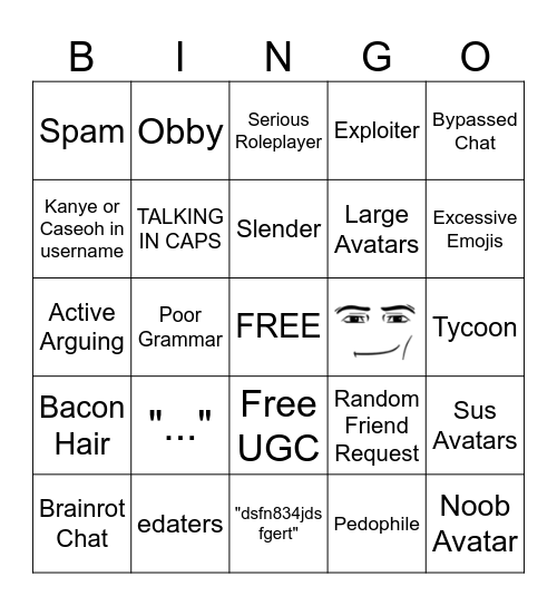 ohkadn on youtube Bingo Card