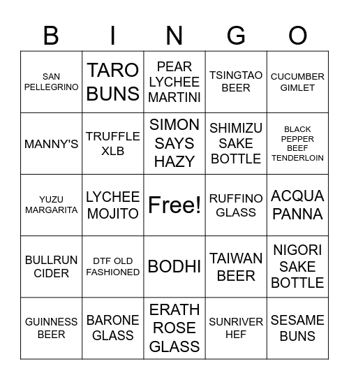 BAO BAO BINGO Card