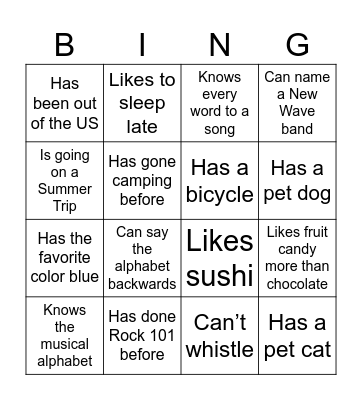 Bingo! Bingo Card