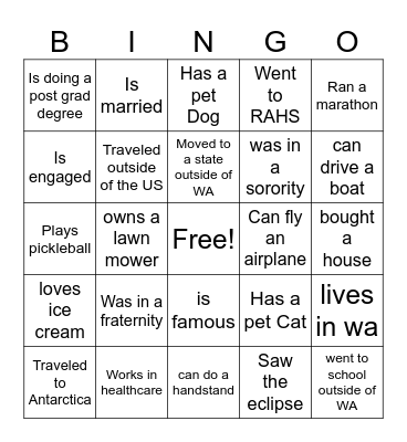 RAHS CLASS OF 2014 Bingo Card