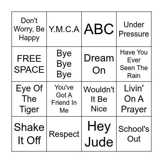 Music Bingo Card