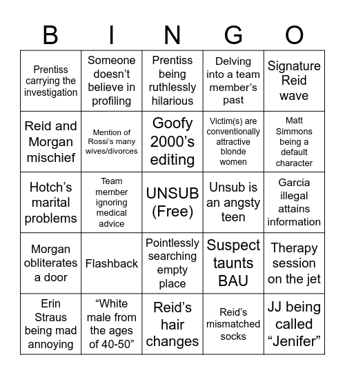 CRIMINAL MINDS BINGO Card