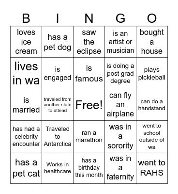 RAHS CLASS OF 2014 Bingo Card