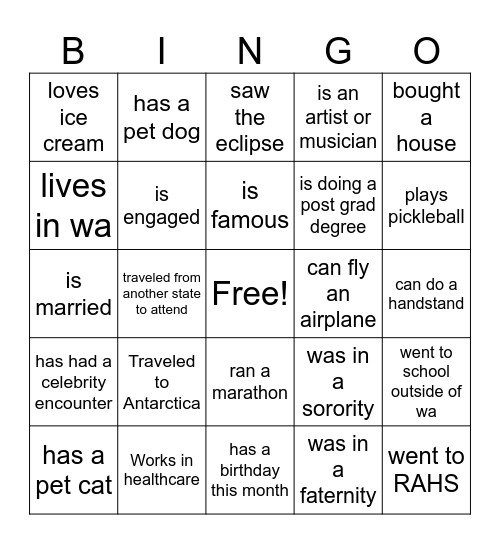 RAHS CLASS OF 2014 Bingo Card