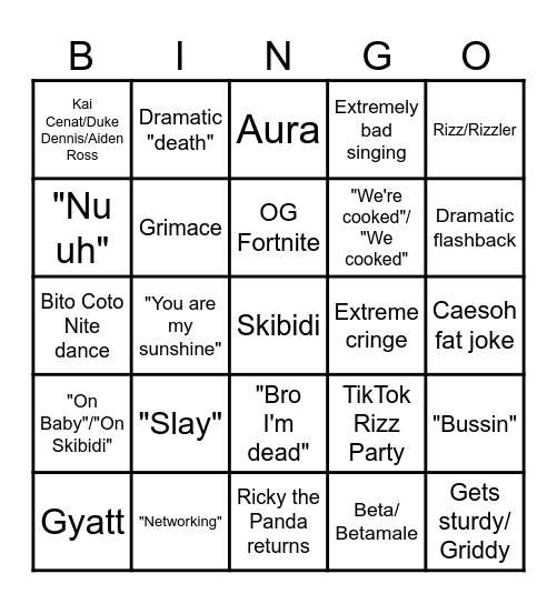 Staff Infection Bingo Card