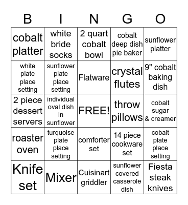 Anne's Bridal Shower Bingo! Bingo Card