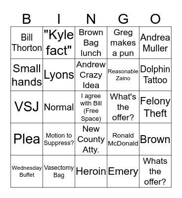 Case Conference Bingo! Bingo Card