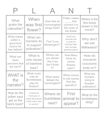 Wings of Life Bingo Card