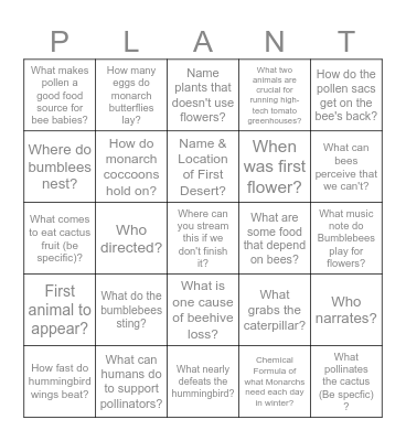 Wings of Life Bingo Card