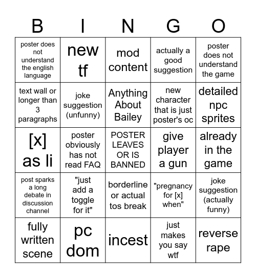#ideas-suggestions bingo v2 Bingo Card