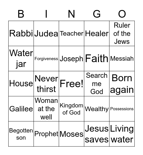 Vacation Bible School Bingo Card