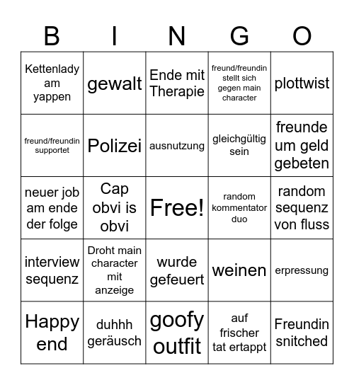 Hilf mir Bingo Card