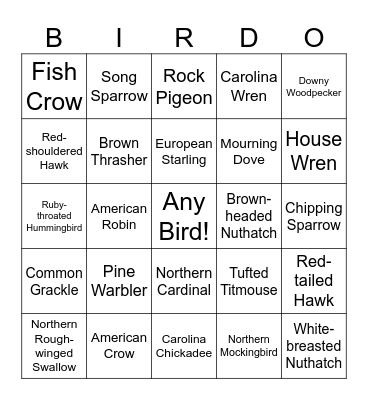 Bird Bingo Card