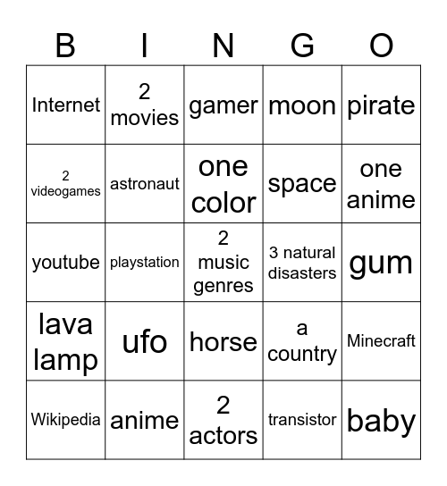 Infinite Craft Bingo Card